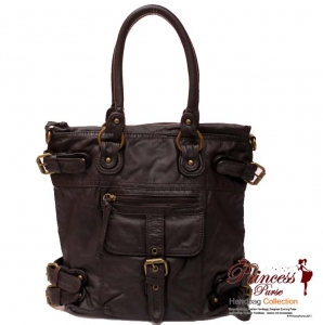 Designer Inspired soft Leatherette Hand Bag w/ Front pocket and Buckle Accents